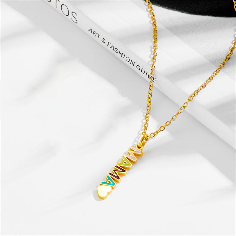 Gold Titanium Steel Letter Heart Necklace