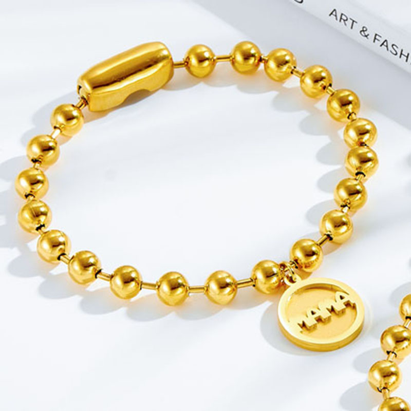 Gold Titanium Steel Round Bracelet