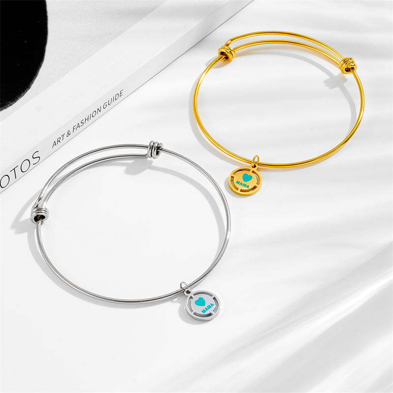 Pulsera Redonda De Acero Y Titanio