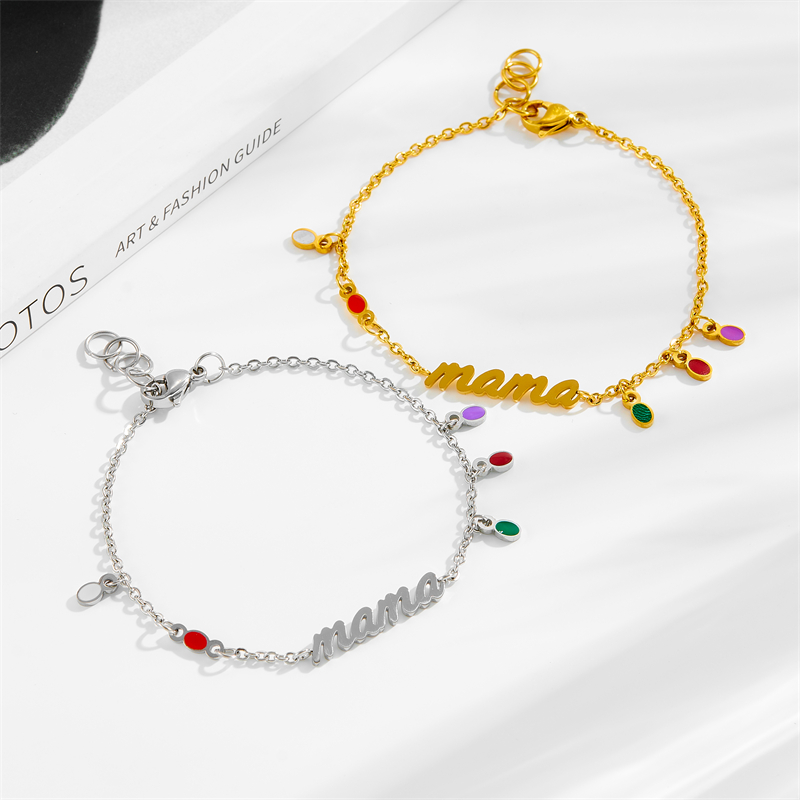 Pulsera De Letras De Diamantes De Acero De Titanio