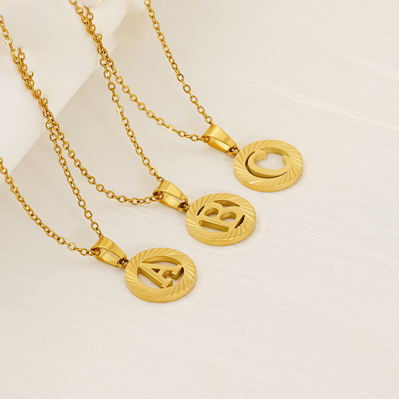 Z Stainless Steel Circular Pattern 26 Letter Necklace