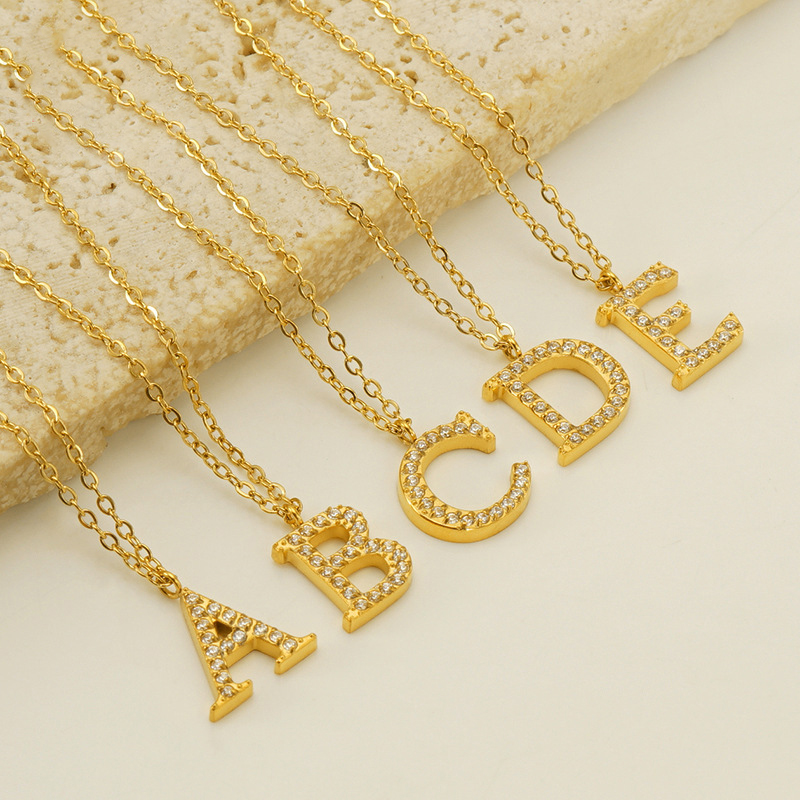Z Titanium Steel Diamond 26 Letter Necklace