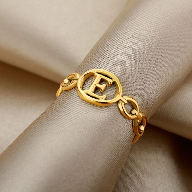Z Stainless Steel 26 Letter Round Open Ring