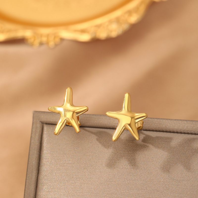Silver Stainless Steel Starfish Earrings
