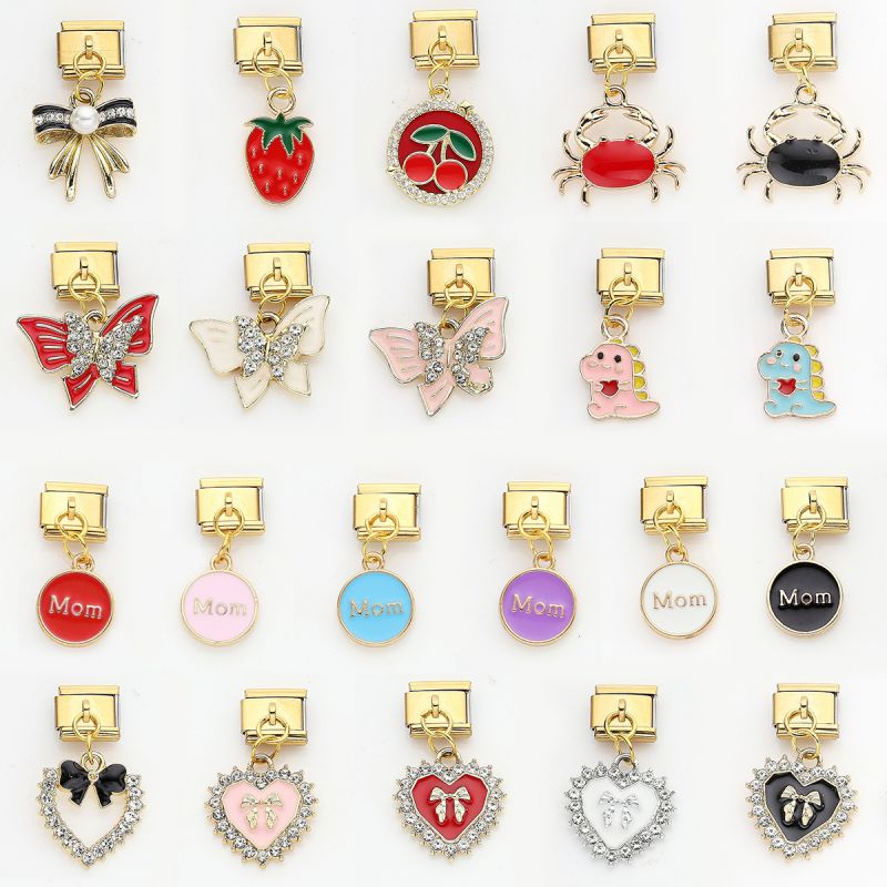 Pendant 16# Stainless Steel Bow Strawberry Cherry Crab Butterfly Module
