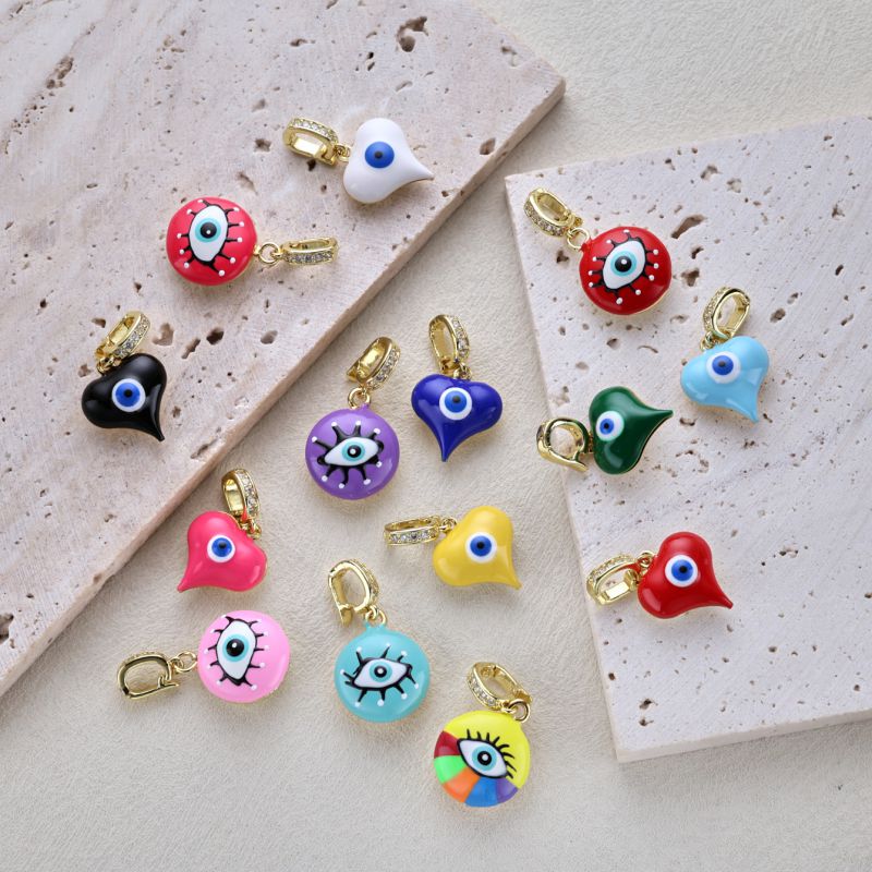 Colgante De Ojo De Corazón Con Gotas De Aceite Bañado En Oro Y Cobre (sin Cadena)