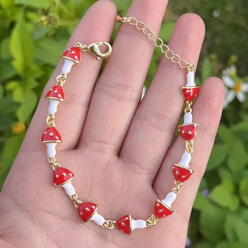 Pulsera De Hongo De Cobre Bañada En Oro