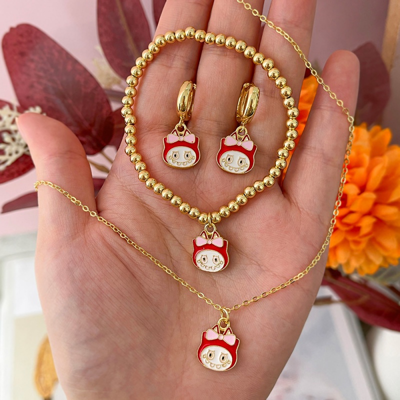 Red 1 Copper Oil Drop Cartoon Necklace
