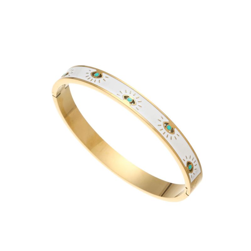 Pulsera Redonda De Acero Y Titanio Con Ojo