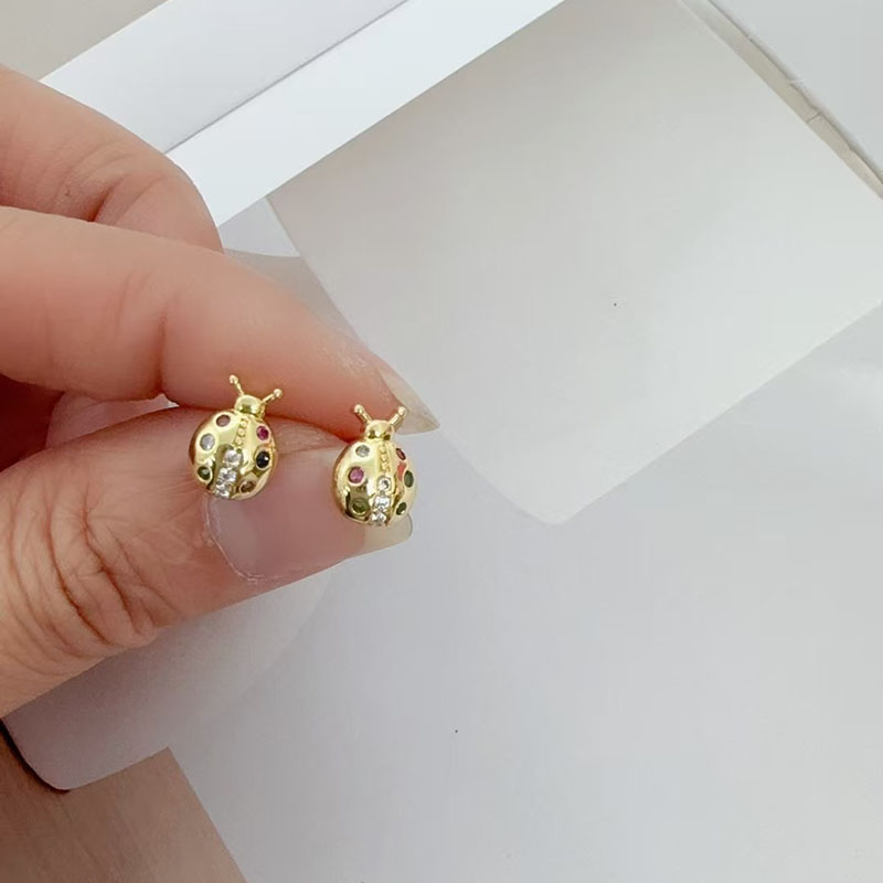 Earrings Gold-plated Copper And Diamond Insect Earrings