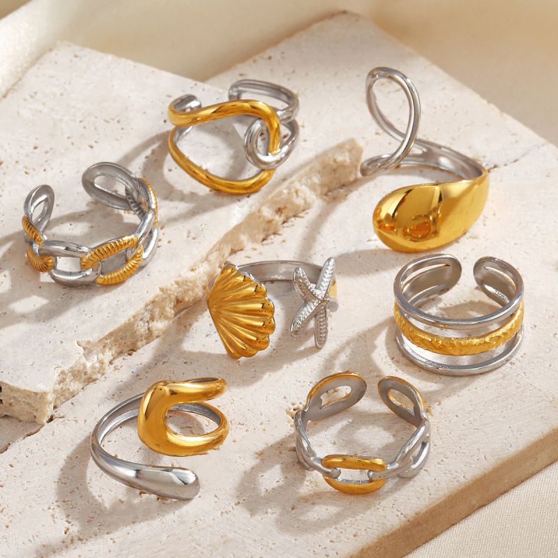 Ring 6 Stainless Steel Color Matching Irregular Ring