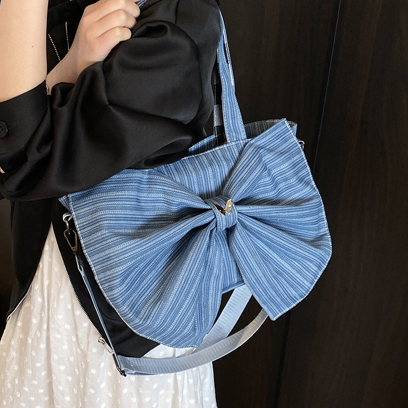 Bolso De Hombro De Lona Con Lazo