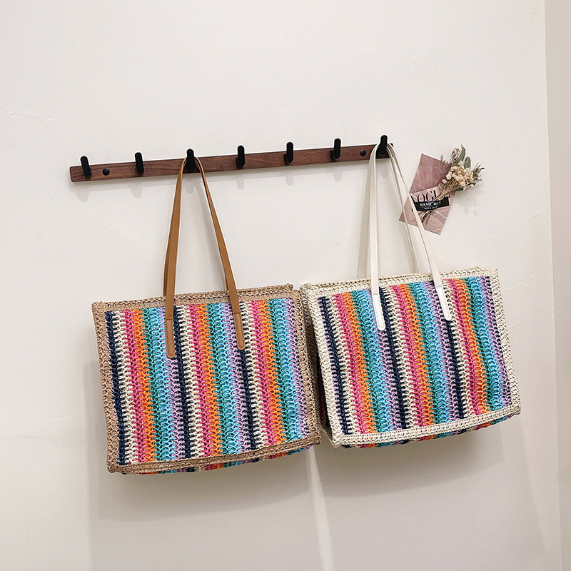 Bolso Grande De Paja Para El Hombro