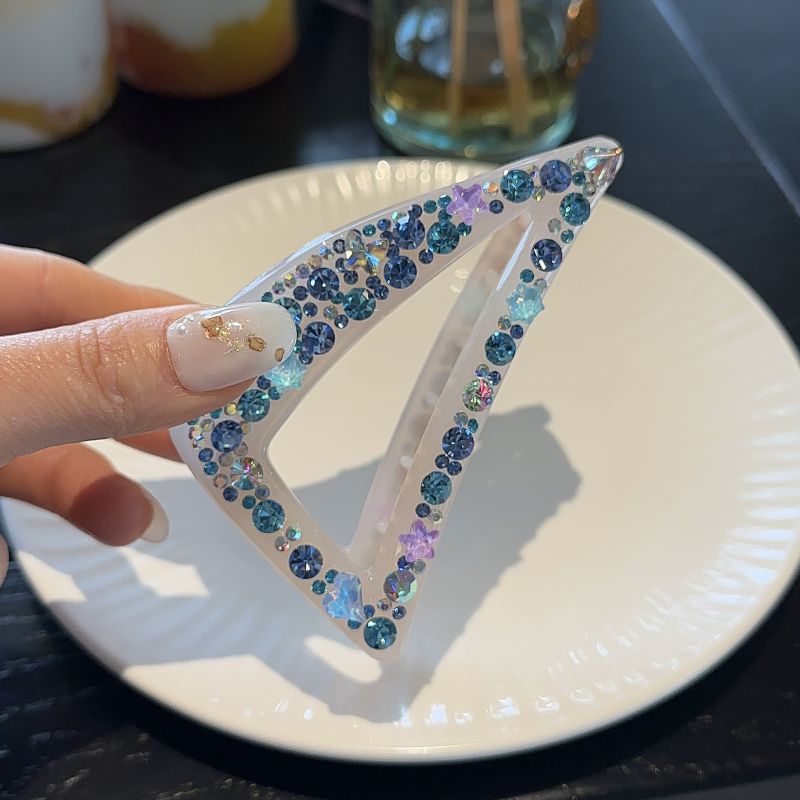 Blue Diamond Rhinestone Triangle Clip
