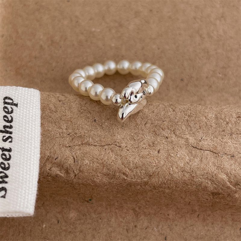 Puppy Pearl Ring Pearl Beaded Puppy Ring