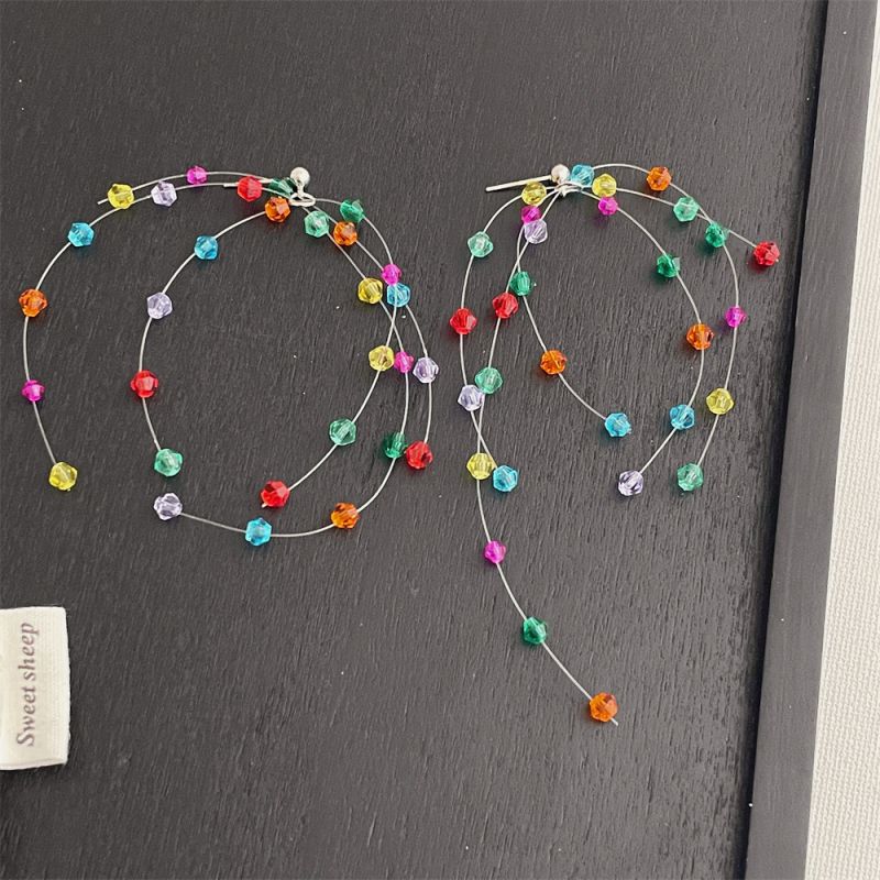 Pendientes De Borlas De Cristal De Colores