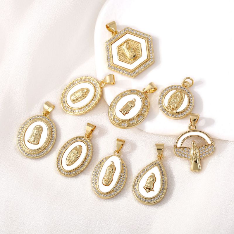Colgante De Virgen María De Cobre Y Diamantes (sin Cadena)