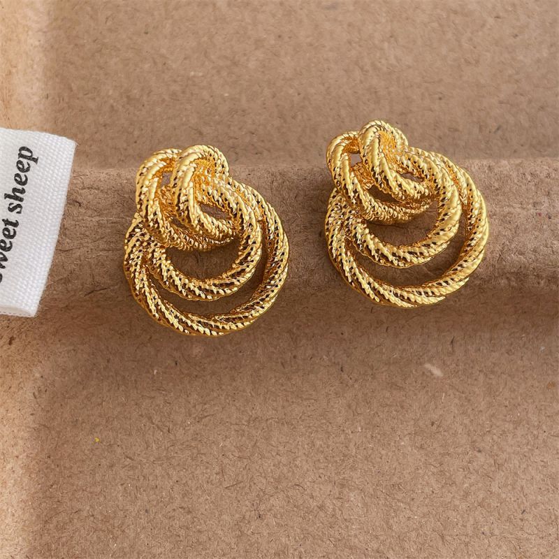 Metal Metal Spiral Round Twist Earrings