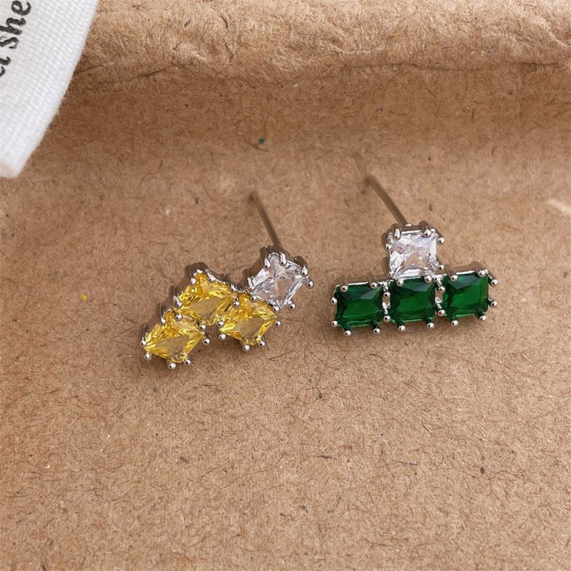 Pendientes Asimétricos Geométricos De Cristal