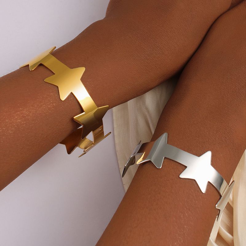 Silver Stainless Steel Five-pointed Star Bracelet