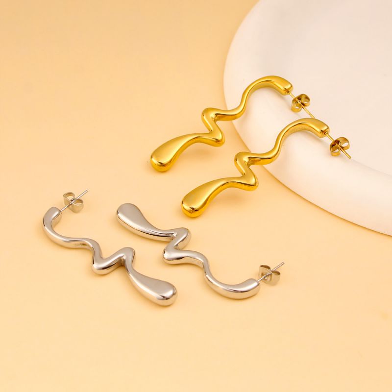 Gold Stainless Steel Gold-plated Irregular Earrings