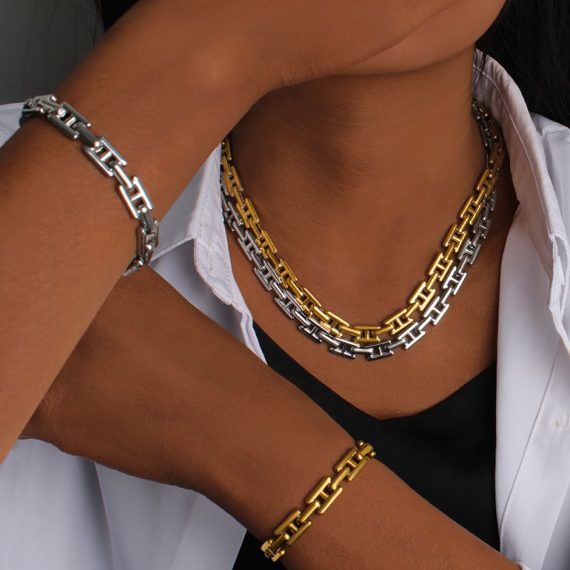 Steel Bracelet Titanium Steel Geometric I-shaped Bracelet