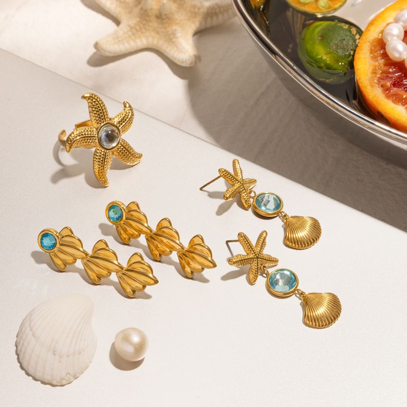 Earrings 3# Stainless Steel Starfish Ring