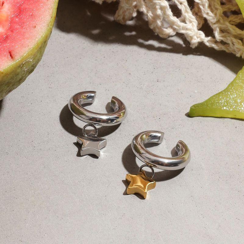 Pendientes De Estrella De Cinco Puntas De Acero Inoxidable