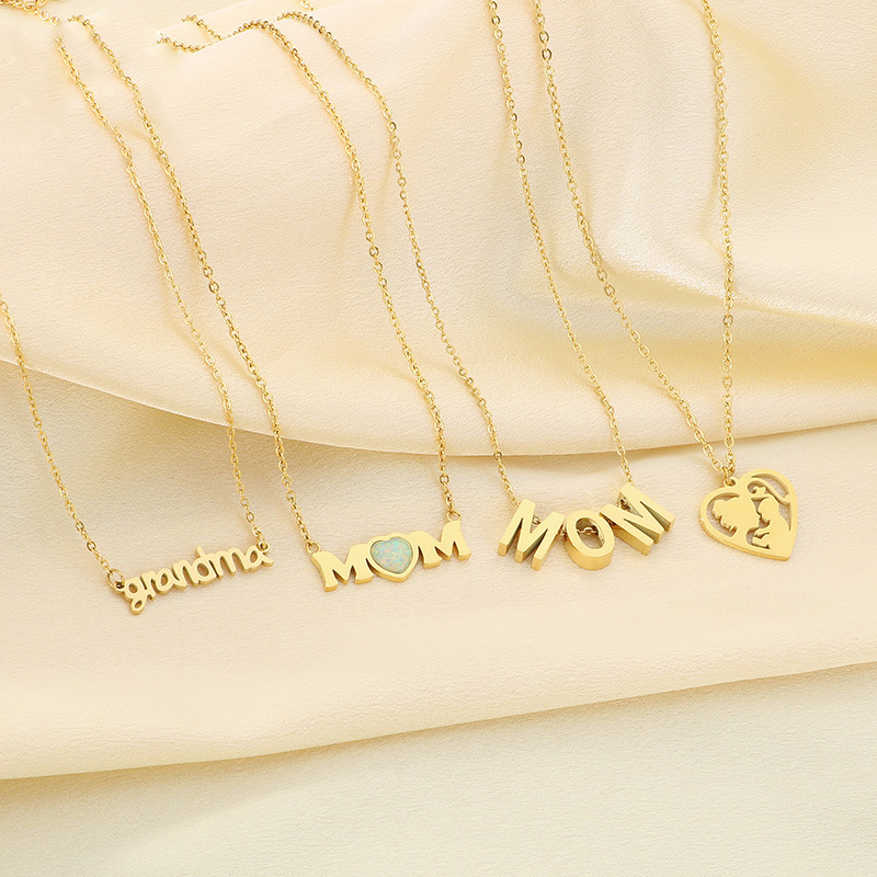 Collar Geométrico Con Carta De Amor De Acero Inoxidable