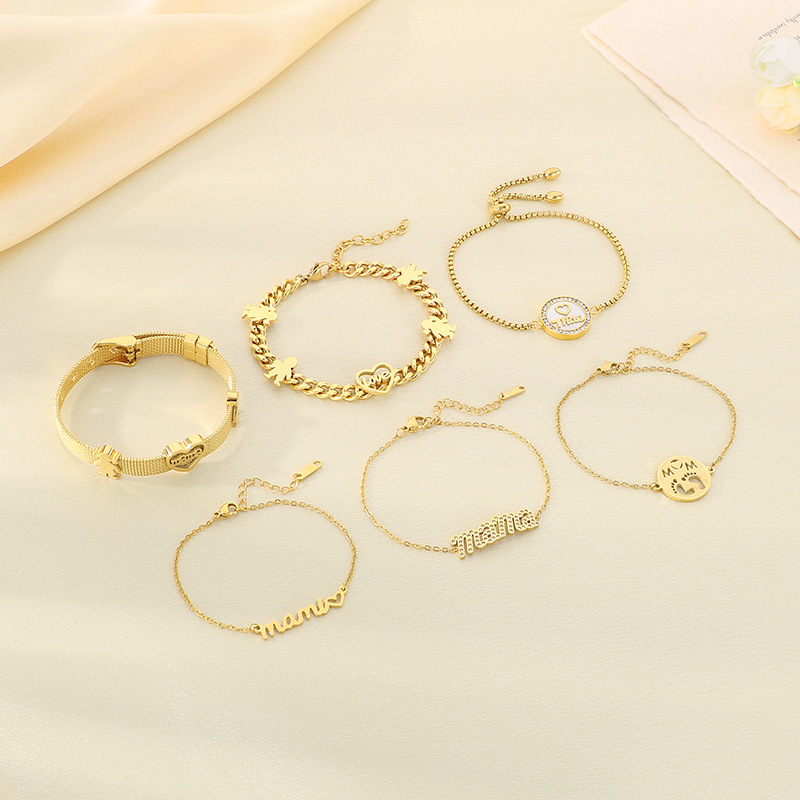 Pulsera De Acero Inoxidable Con Letra De Corazón