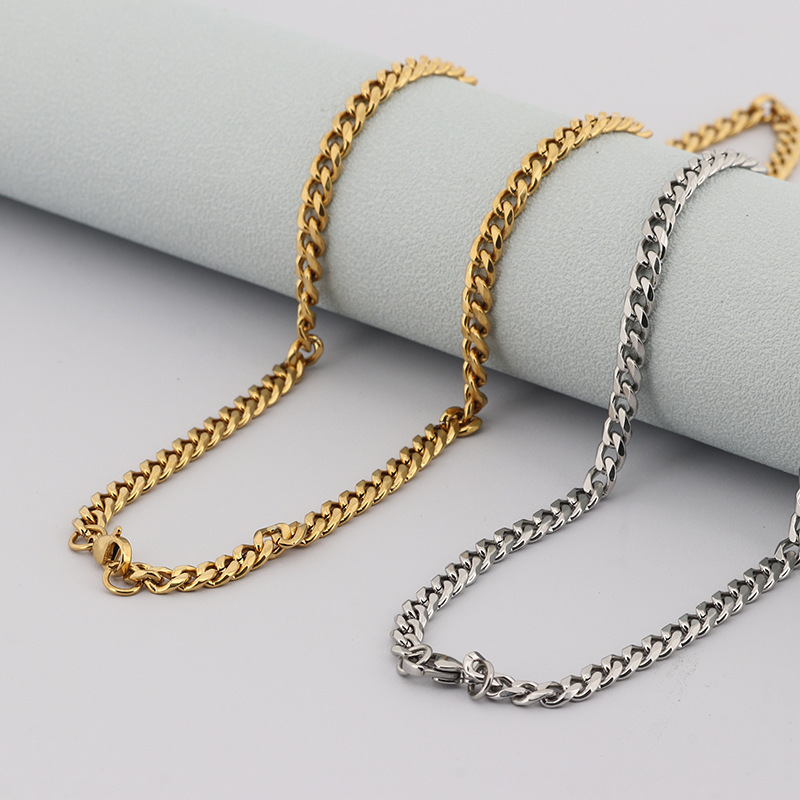 Collar De Cadena Geométrica De Acero Y Titanio Para Hombre.