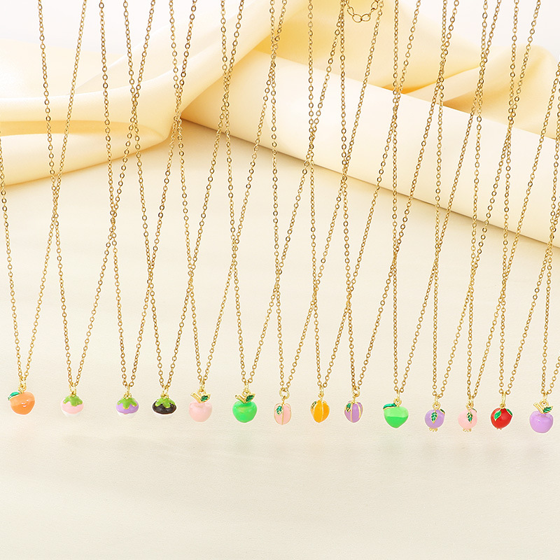 Collar De Acero Inoxidable Con Forma De Gota De Aceite Y Fruta