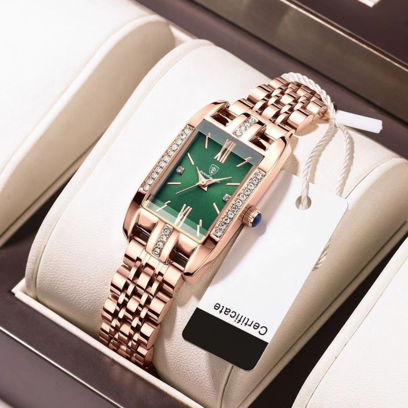 Rose Gold Coffee Surface Steel Belt Model (solid Belt) Stainless Steel Square Dial Watch