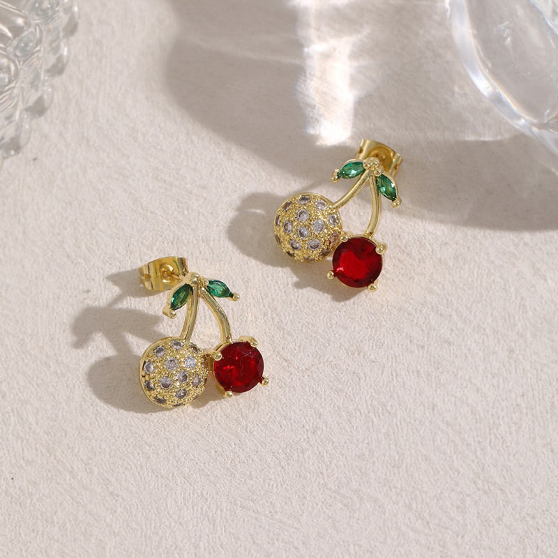 Pendientes De Cereza De Cobre Y Circonitas