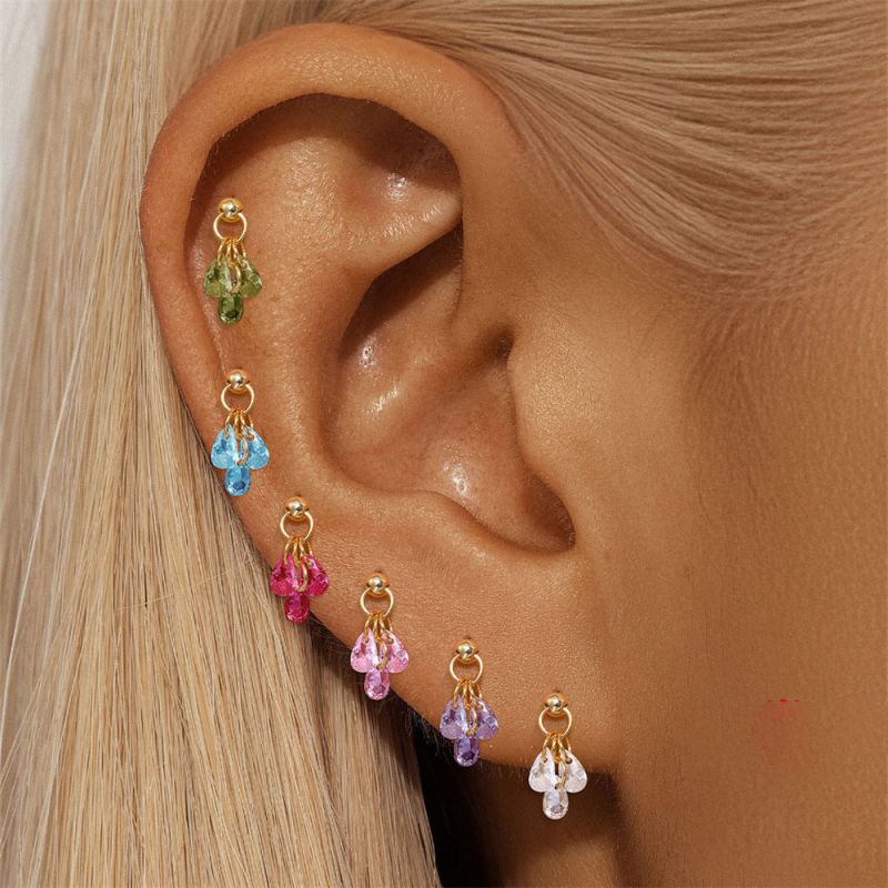 Pendientes De Plata Con Forma De Lágrima Y Diamante [individual]