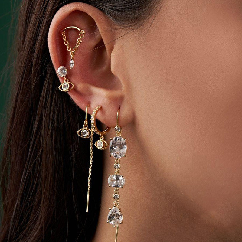 Pendientes De Plata Con Borla De Diamantes Y Cadena [individual]