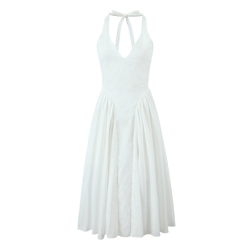 White Cotton Halterneck Maxi Dress