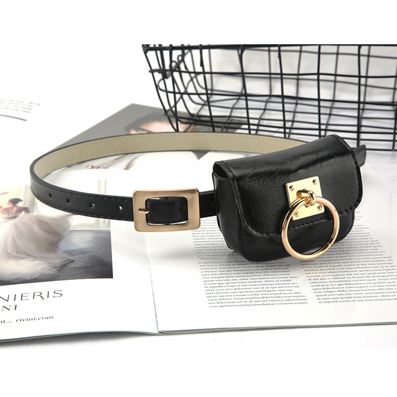1.8 Oily Leather With Gold Circle Metal Bag Circle Metal Bag Oiled Leather Wide Belt