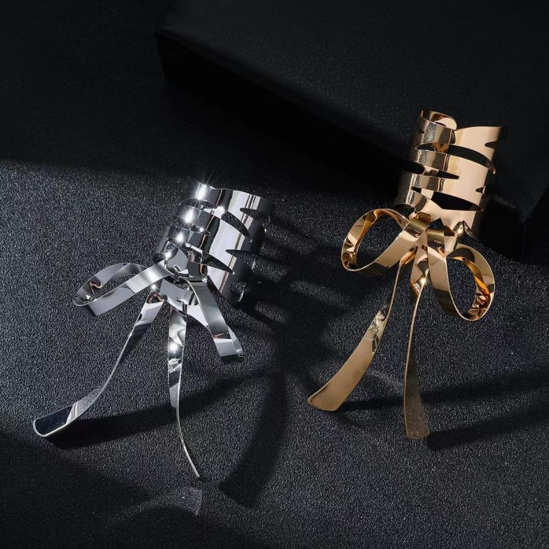 Silver Metal Bow Hair Ring
