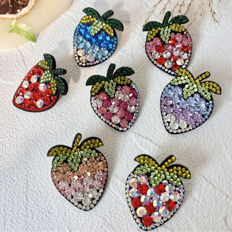 White Rhinestone Strawberry Hair Clip