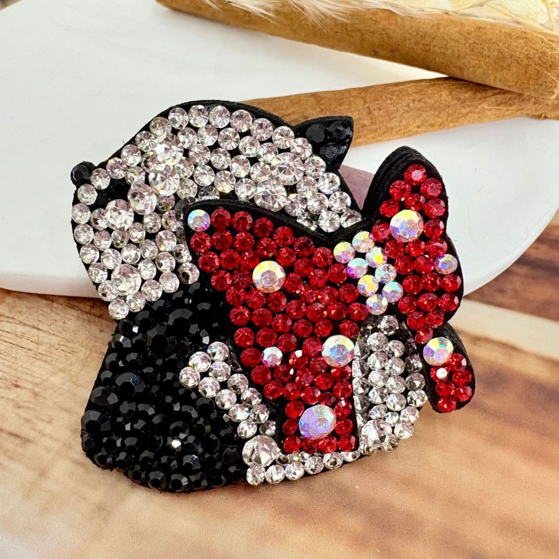 Pink Rhinestone Bow Panda Hair Clip