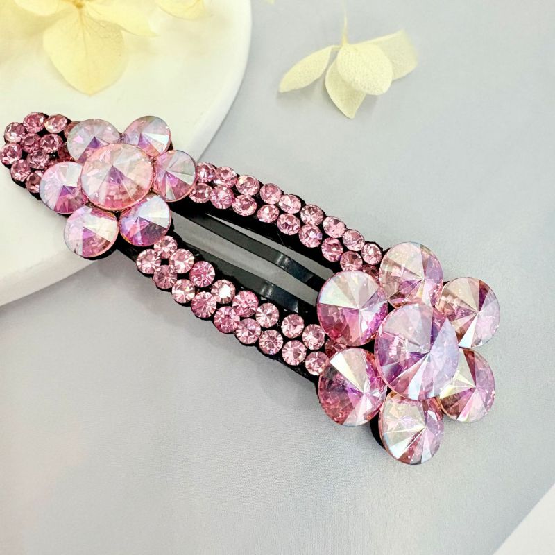 Grey Rhinestone Flower Hairpin