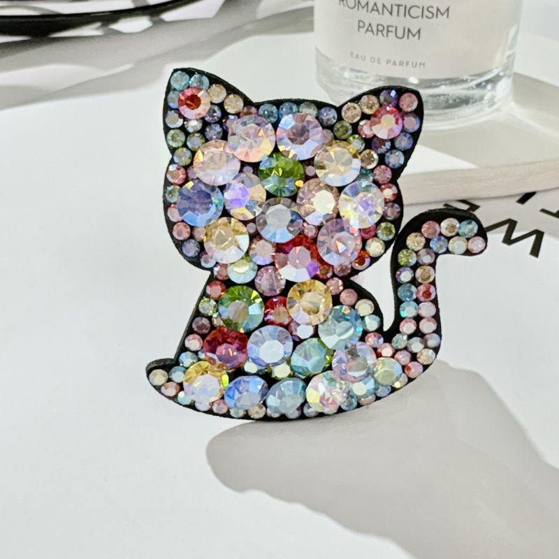 Purple Rhinestone Cat Hairpin