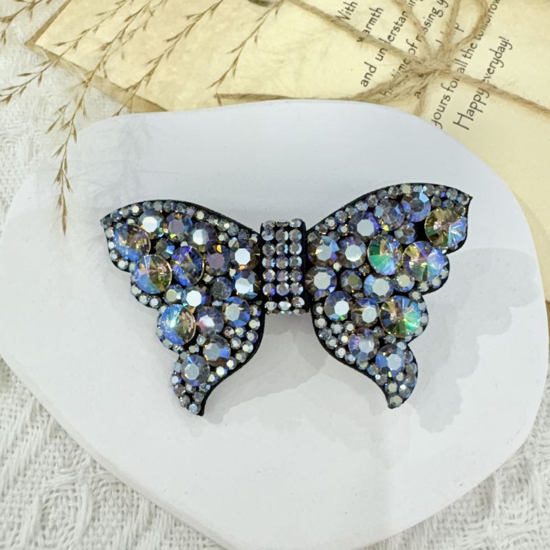 Black Orchid Rhinestone Bow Hairpin