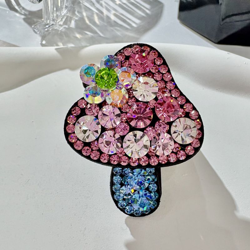 Yellow Rhinestone Mushroom Hairpin