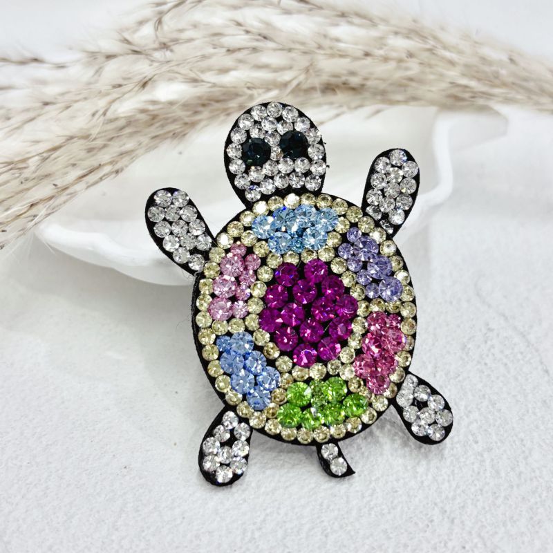 Smoky Yellow Rhinestone Turtle Hairpin