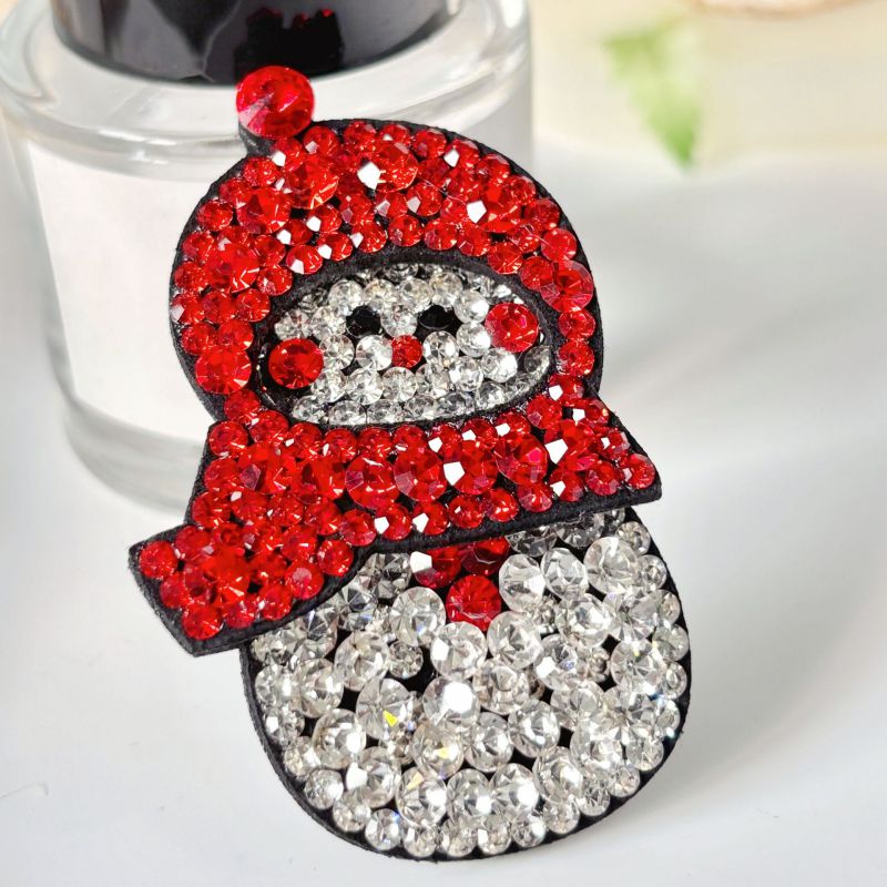 Black Rhinestone Snowman Hairpin
