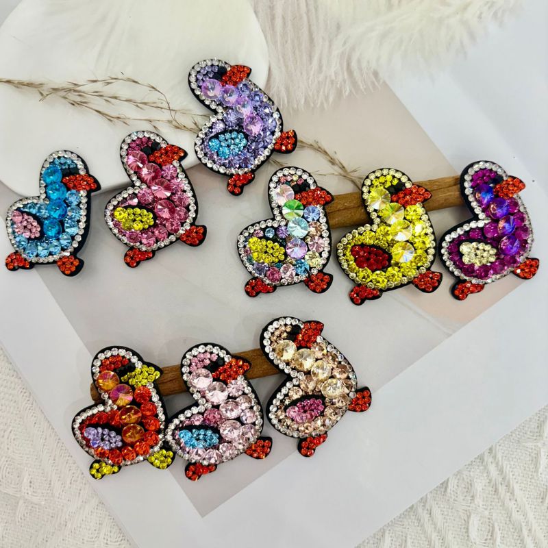 Orange Rhinestone Duck Hairpin