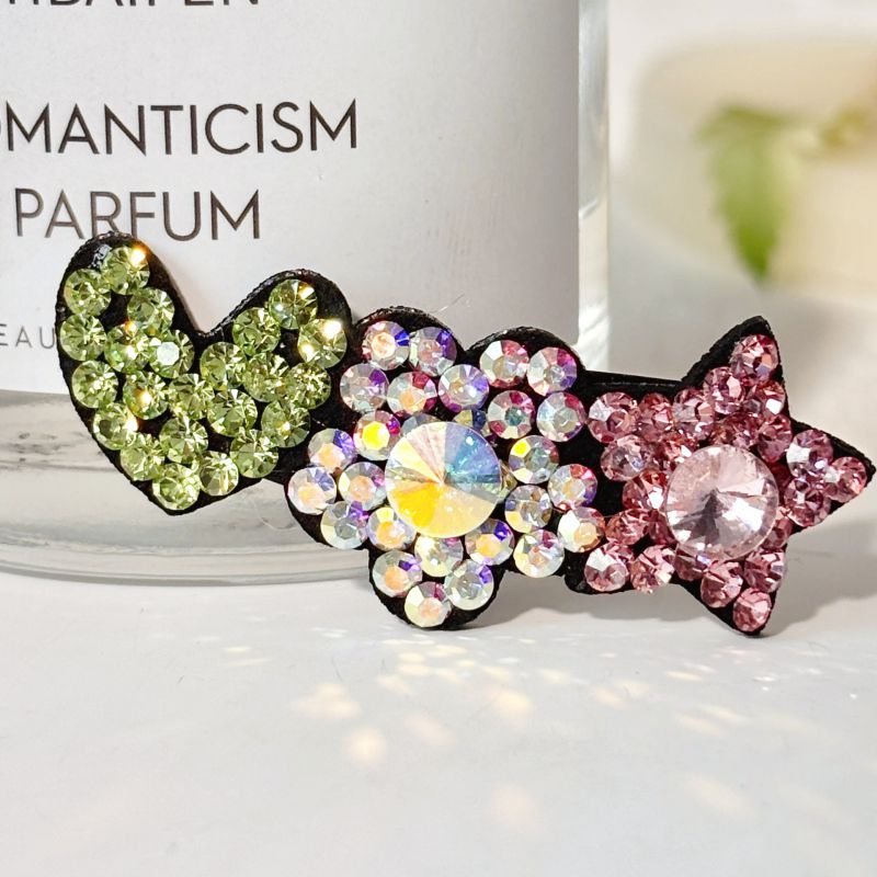 Color 5 Rhinestone Heart Five-pointed Star Flower Hairpin