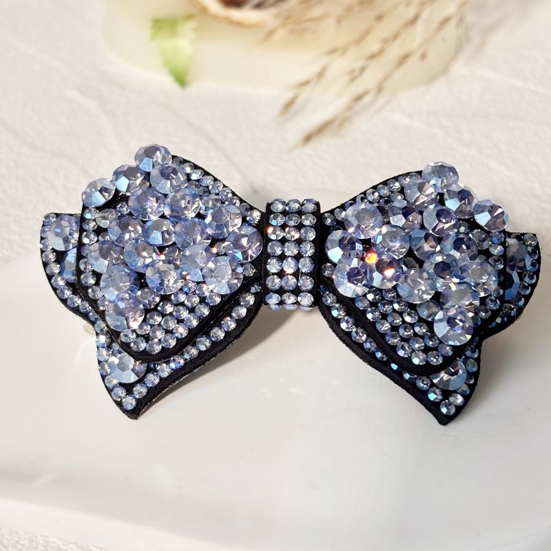 Orange Red Rhinestone Bow Hairpin